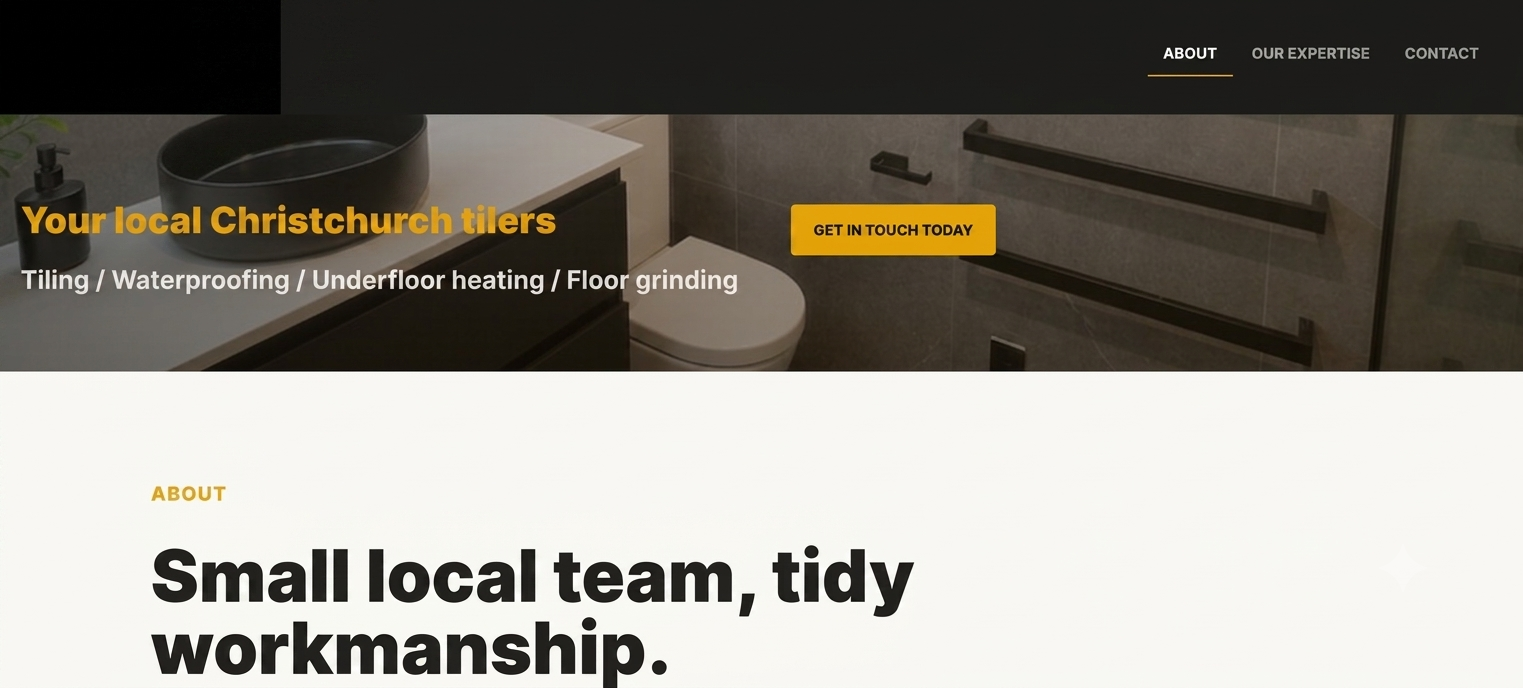 Anonymised tradie website front page example